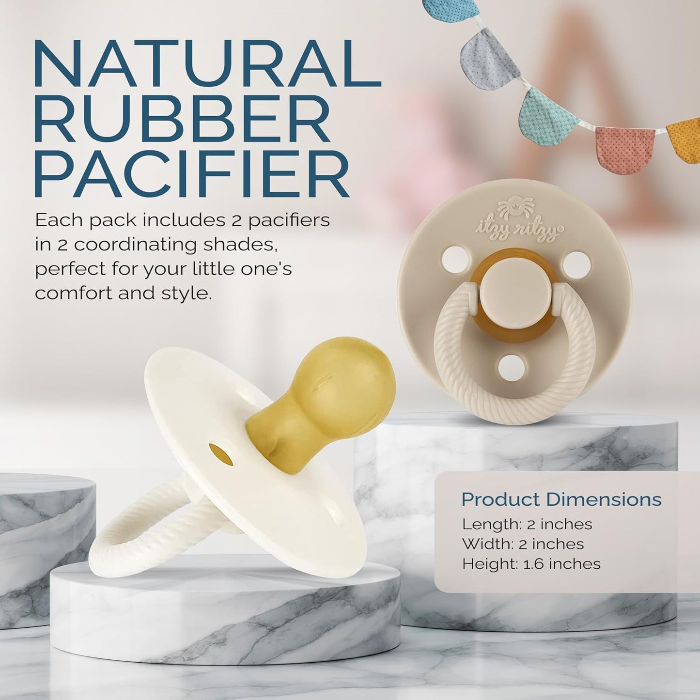 Itzy Ritzy Natural Rubber Pacifiers, Set of 2