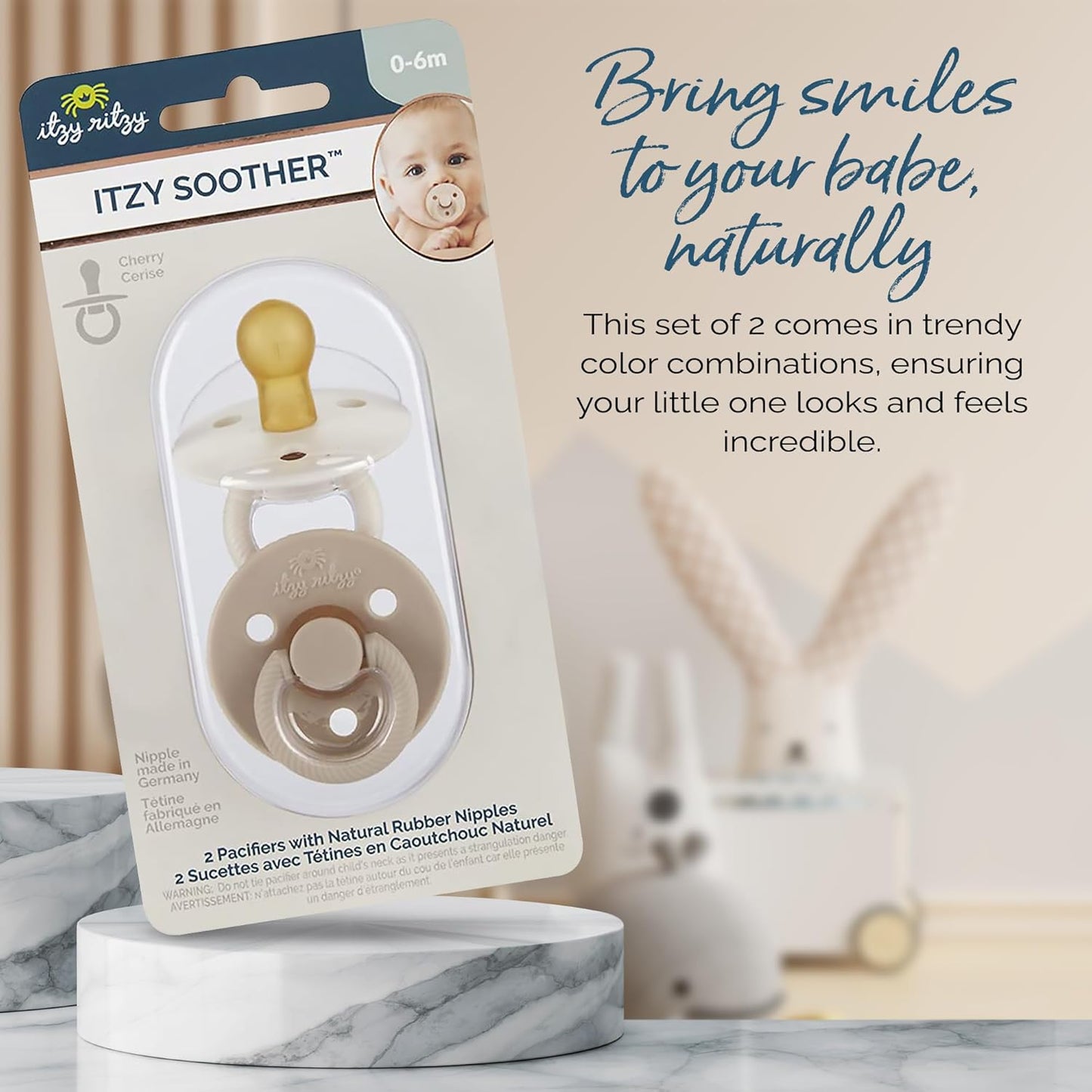 Itzy Ritzy Natural Rubber Pacifiers, Set of 2